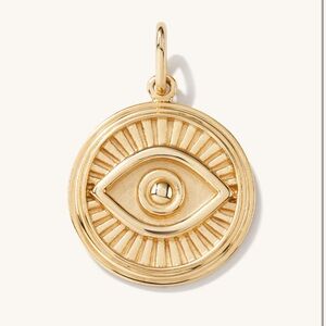 MEJURI Courage: Evil Eye Coin Charm Pendant 👁️ 14k Solid Gold